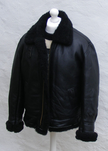 Vtg black mens - , sheepskin