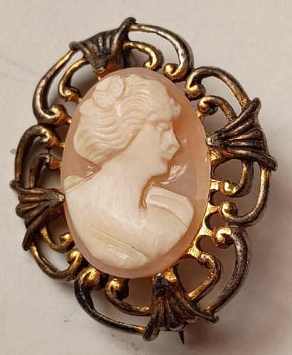 Antique vintage cameo brooch - antique,