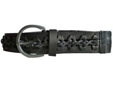 Ted Baker Leather Belt Crochet Plaited Braided Woven Designer Black New M 12 -14
