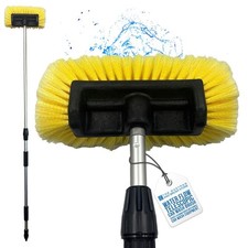Water Fed Car Wash Brush Telescopic Soft Bristle Pipe Hose Long Handle Washer