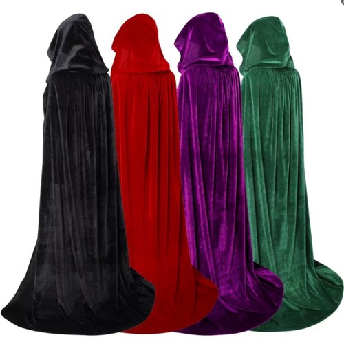 Velvet hooded robe cloak cape - velvet,