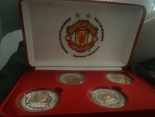 Man Utd Treble Commerative Coins Limited Edition Super Rare In Pristine Nick