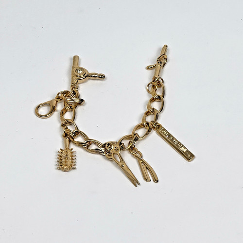 Gold tone hair stylist charm - gold,