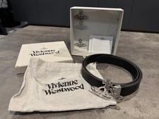 NEW 100% GENUINE VIVIENNE WESTWOOD ORB Black LEATHER Belt 51" with SILVER BUCKLE