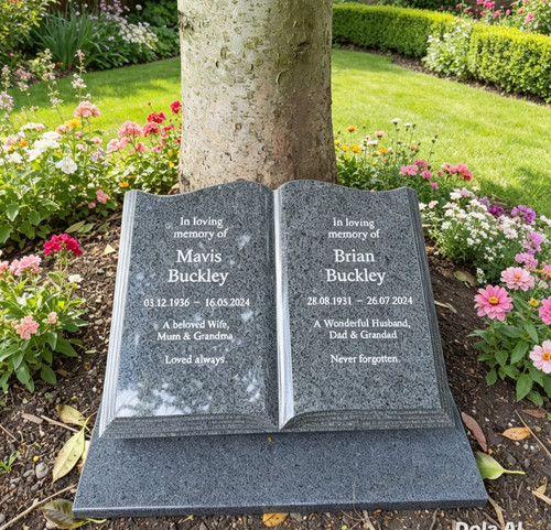 Personalised granite open book - granite,