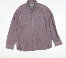 Marks and Spencer North Coast Men’s Purple Striped Cotton Shirt L