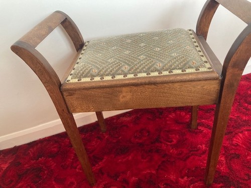 Solid oak wood piano - , stool