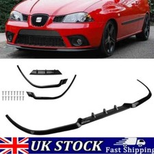 For Seat Ibiza MK4 6L Gloss Black Front Bumper Lower Spoiler Universal Lip 3Pcs