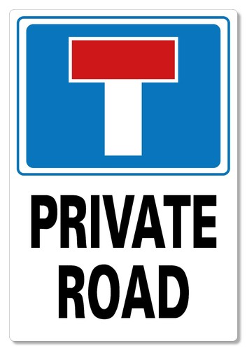 Metal sign through road - metal,