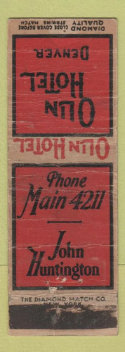 Matchbook cover olin hotel - -,