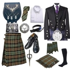 Prince Charlie Jacket Kilt Outfit Scottish Wedding Traditional 8 Yard Kilts Set