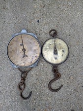 X2 VINTAGE ANTIQUE SALTER'S BUTCHERS HANGING SCALE - SILVESTERS 