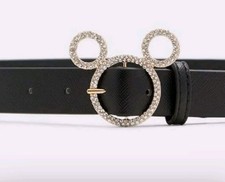 DISNEY × ALDO  New Belt Mickey Mouse Ears Head Black Diamanté Buckle Womens SML