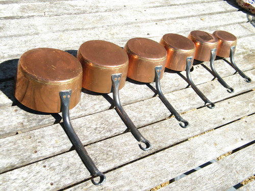 Antique french saucepan set - french,