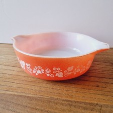 Vintage 50's Pyrex Gooseberry Cinderella Pink Mixing Bowl Casserole Shallow Dish