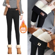 Women Winter Warm Thick Fleece Lined Thermal Pants Ladies Stretchy Leggings UK