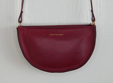 Honey & Toast Half Moon Leather Bag Raspberry Cresent Crossbody Shoulder Handbag