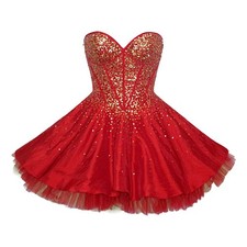 Jovani Sz 2 Gold Sequin Red
