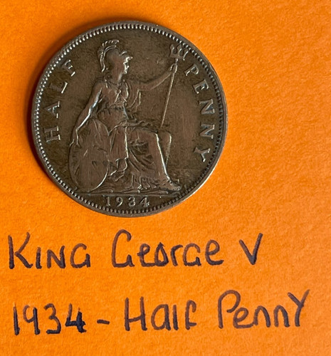 King george half penny coin - half,