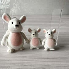 Li'l Woodzeez White Mouse Family Toy Animal Figures x 3