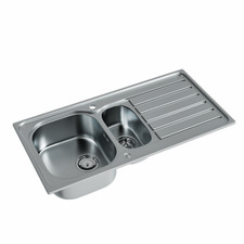 1.5 Bowl Satin Matt Inset S/Steel Kitchen Sink 1000 x 500mm Chrome Waste Inc.