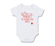 Manchester Baby Grow Bodysuit UTD Not only am I perfect Dad Grandad Football Fan