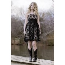 Milly of New York Black Lace Strapless Fit and Flare Dress Size 6 