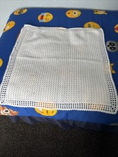 Hand Crochet White Baby Blanket 26 Inch Square Approx
