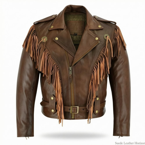 Men brown western fringe - men,