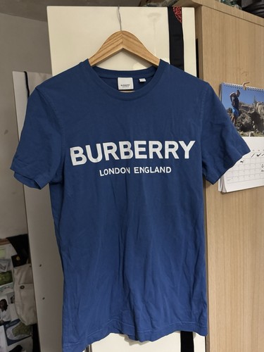 Blue shirt burberry logo - t,