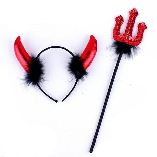 Red devil horns headband - red,