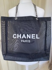 New Chanel VIP GIFT Beauty Mesh Tote Beach Bag Beach Chain Handle Black Bag