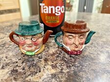 2 MINIATURE ARTONE PORCELAIN HAND PAINTED 2 FACE TEA POTS 