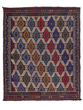 Embroidered Turkish Kilim Rug