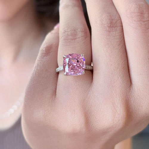 Pink treated diamond ring - 5,