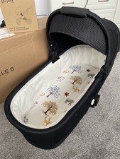 CYBEX Baby Pram Cot S Gold, Jet Black, Excellent, With Adapters + 3 fitted sheet