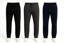 Mens Regular Fit Jogging Bottoms Open Hem Sweatpants with Zipper Pockets | M-6XL