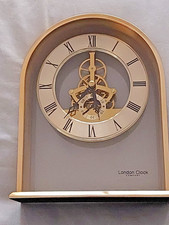 London Clock Co. Brass & Glass Mantel Clock.  Battery Operated. Approx 20x16x5