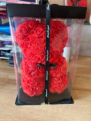 Artificial red rose bear - artificial,