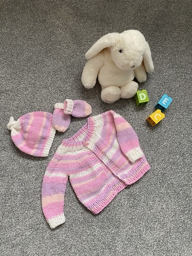Hand knitted pink - knitted, pink/white/lilac