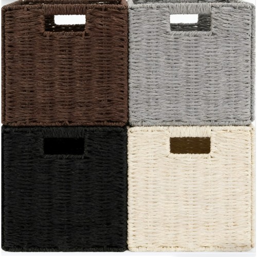 Foldable faux wicker storage - faux,