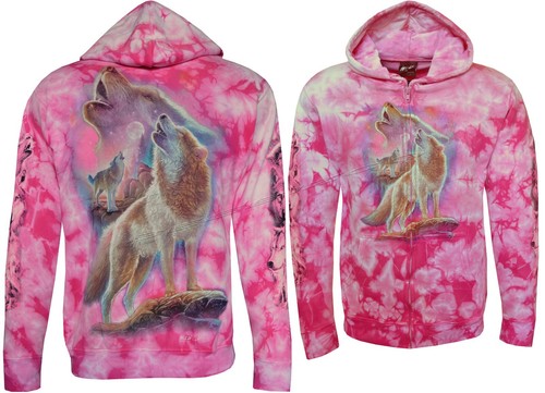 Tie dye hoodie zip - up, wolves