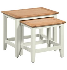 Nest of Tables, 2 Off White Painted Oak Sofa Side Tables, Nesting Coffee Tables