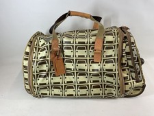 Orla Kiely Wheeled Travel Bag Car Print Brown Beige Rolling Luggage Holiday