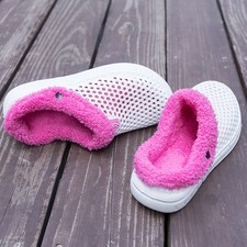 Ladies Outdoor Slippers Furry Lined Clogs Garden House Shoes Warm Fur Mules