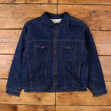 Vintage Haband Denim Jacket M 90s Duke Jeans Sherpa Lined Trucker Blue