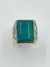 Vintage Bell Trading Post Sterling Silver Turquoise Mens Ring Sz 9.75 13.7g 3/4”