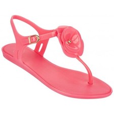 Womens Mel Special 2 Flower Flat Summer Beach Jelly Sandals Shoes Black Pink