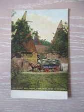 "Hop Picking", Oast Houses & Hops Being Taken In, Vintage Rural Life postcard