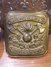 Vintage   leather  Belt & Brass Buckle  French Fireman